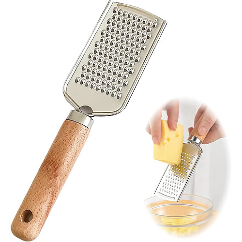 Vendos85 Râpe à fromage manuelle en acier inoxydable avec manche bois