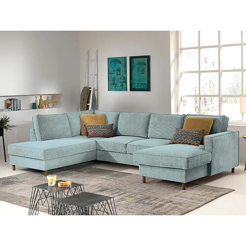 Lisa Design Jake - canapé panoramique d'angle gauche - convertible avec coffre - 7 places - en velours