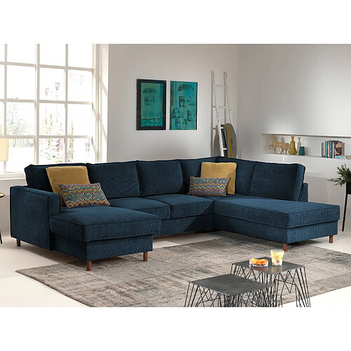 Lisa Design Jake - canapé panoramique d'angle droit - convertible avec coffre - 7 places - en velours