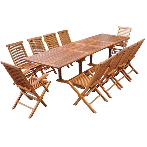 Concept Usine Table rectangulaire 8 chaises et 2 fauteuils en teck huilé LUBOK