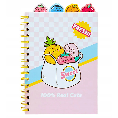 Pusheen Carnet Onglets Fruits Motif 100% Real Cute Format A5 avec Intercalaires Colorés Rose