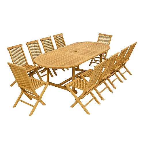 Concept Usine Table ovale + 10 chaises KAJANG