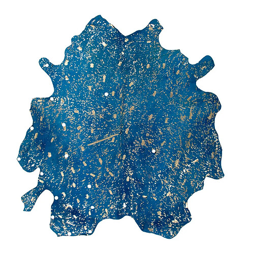 Paris Prix Tapis Peau de Vache Glam Bleu & Or Entre 2 et 2,6 m2