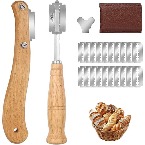 Vendos85 Couteau à Pain en Bois avec Lames en Acier Inoxydable