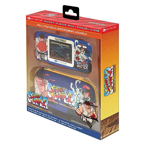 Just For Games Pocket Player Pro RE POCPLA7 Console rétro portable Super Street Fighter II + Housse