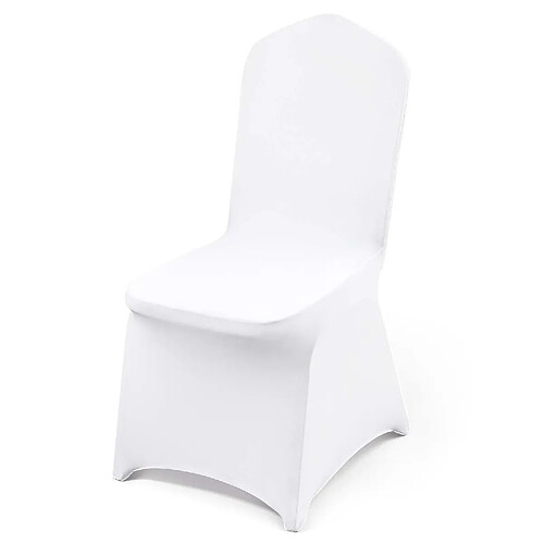 Vevor Housses chaise élastiques 100pcs blanches, polyester, lavables, mariage