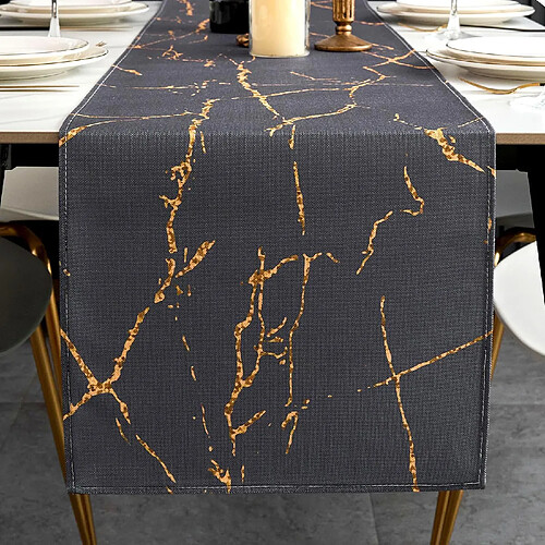 Vendos85 Chemin de Table Gris et Or 140×40 cm