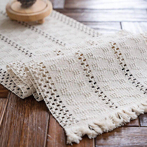 Vendos85 Chemin de Table Boho Macramé 30x180 cm Beige