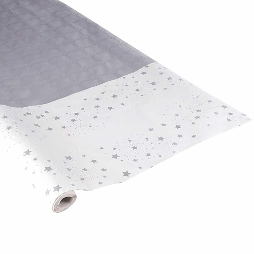 Homea Nappe Papier Damassée Étoile 1,18x5m Argent