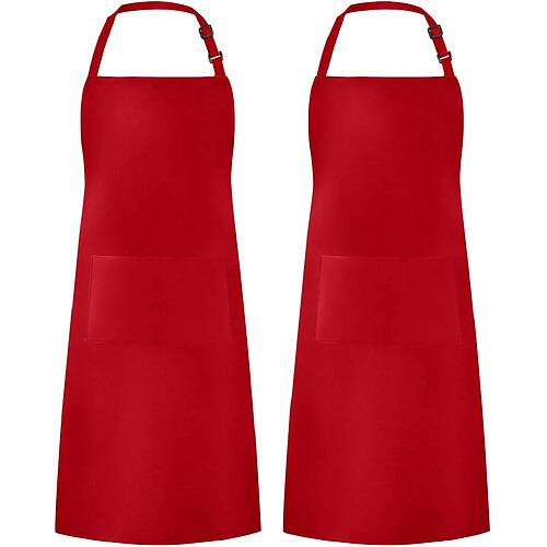 Vendos85 Grand tablier de cuisine unisexe avec poches Rouge basique