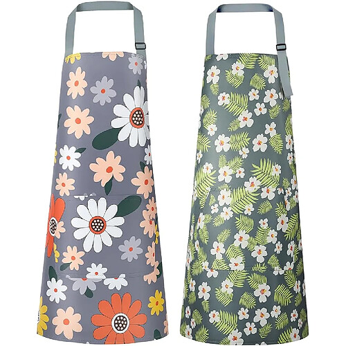 Vendos85 2 Tablier de cuisine ajustable unisexe motif fleurs