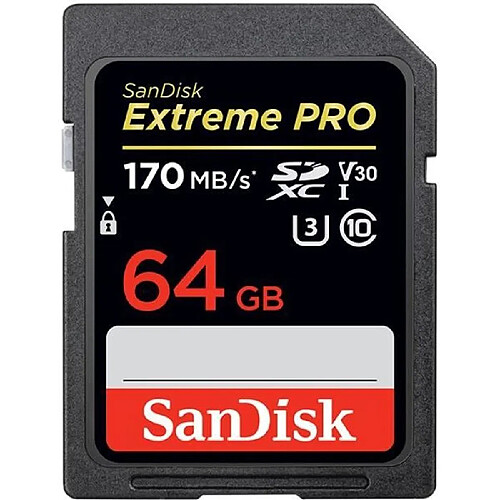 Carte Mémoire - SanDisk - Extreme Pro - 64Go - SDHC/SDXC - 170Mo/s - Classe 10