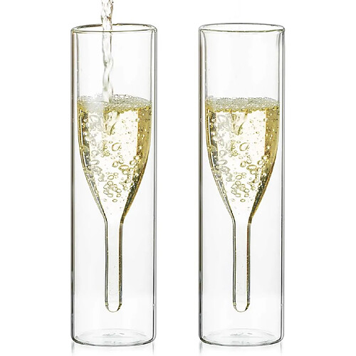 Vendos85 2 Flûtes à champagne double paroi – Verre borosilicate