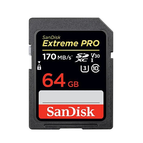 Carte mémoire - SanDisk - Extreme Pro - 64 Go - UHS-1 U3 - Vitesse 170 Mo/s