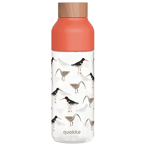 Quokka Bouteille d'eau Design Oiseaux Bouchon Bambou 720ml en Ecozen Orange