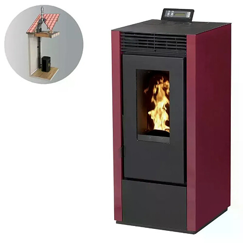 Interstoves Pack Poêle à granules MARINA 14 Etanche Canalisable + Kit Conduit Vertical 80/125 -