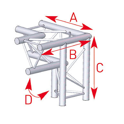 ASX 32 Angle structure triangulaire 3 départs 90 degrés 0,50m x 0,50m x 0,50m ASD