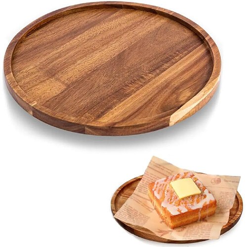 Vendos85 Plateau rond en bois naturel – 20?cm multifonction