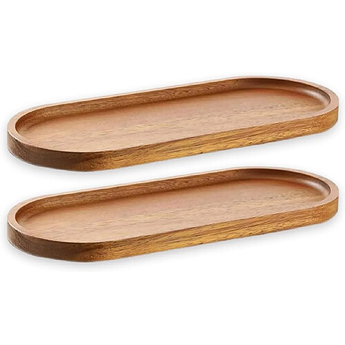 Vendos85 Lot de 2 plateaux rectangulaires en bois 29,5 x 10,2 cm