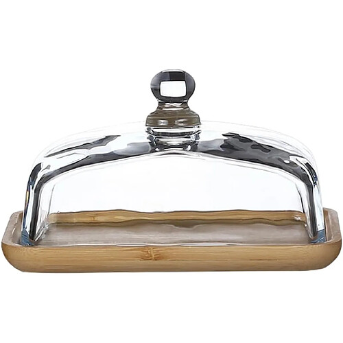 Vendos85 Plateau rectangulaire en bois avec couvercle en verre