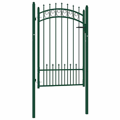 vidaXL Portail de clôture avec pointes Acier 104x117 cm Vert