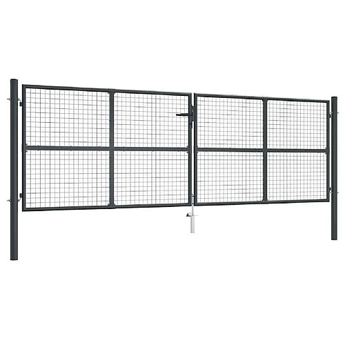 vidaXL Portail de jardin grillagé en acier galvanisé gris 400 x 125 cm