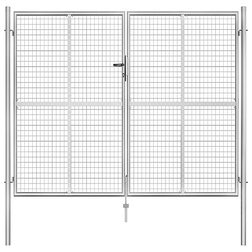 vidaXL Portail de jardin en acier galvanisé 300 x 200 cm argenté