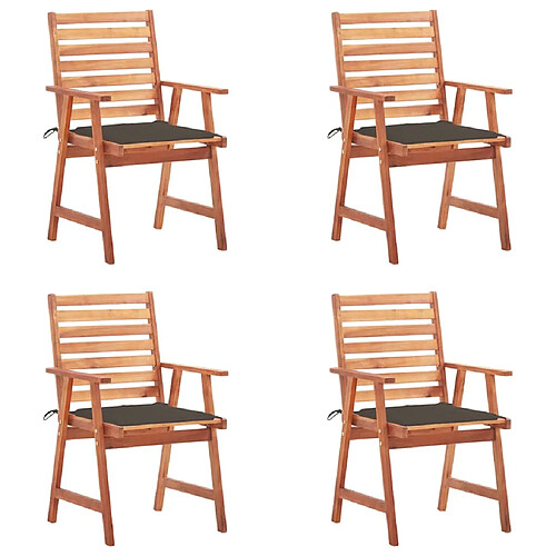 vidaXL Chaises à manger d'extérieur lot de 4 et coussins Acacia massif