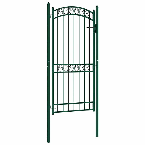 vidaXL Portail de clôture avec dessus arqué Acier 100x136 cm Vert