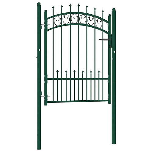 vidaXL Portail de clôture avec pointes Acier 100x125 cm Vert