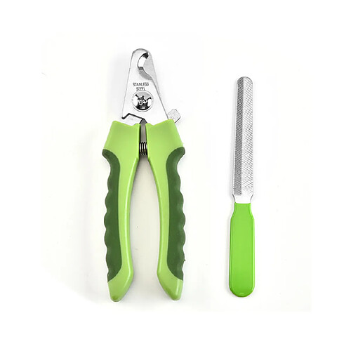 Generic Home Ciseaux à ongles en acier inoxydable pour animaux avec lime, vert armée