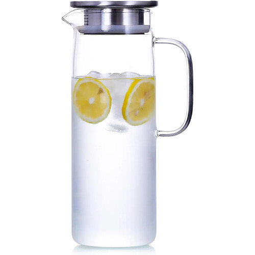 Vendos85 Carafe en Verre Élégante avec Couvercle Inox 2L