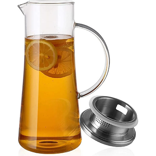 Vendos85 Pichet en Verre de 1,5 L avec Couvercle