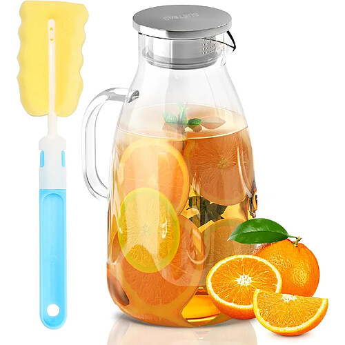 Vendos85 Carafe en verre borosilicate 3 L avec couvercle inox