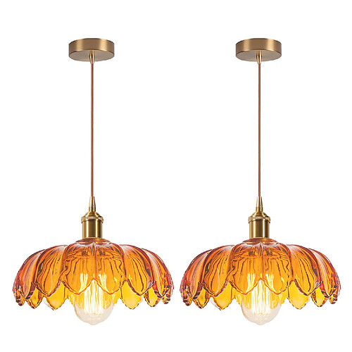 STOEX 2PCS Plafonnier Vintage Suspension Luminaire En Verre Lustre Rétro Moderne Marron