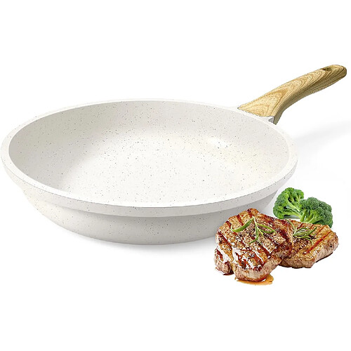 Vendos85 Poêle en céramique 24 cm blanc marron