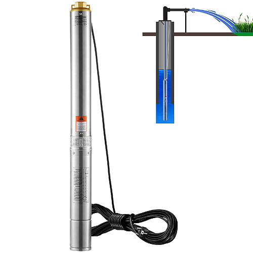 VEVOR 4SDM6/15 - Pompe immergée puits profond 1500 W - 9,8 m³/h - 108 m - Acier inoxydable
