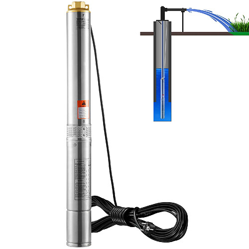 VEVOR 4SDM4/10 - Pompe immergée puits profond 750 W - 7,1 m³/h - 75 m - Acier inoxydable
