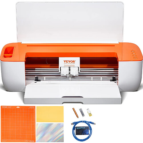 Vevor Decoupe Vinyle, Traceur de Coupe avec Connectivite Bluetooth, Compatible avec iOS, Android, Windows et Mac, Designs Massifs Inclus, pour Creer des Cartes Personnalisees, Decoration deInterieur
