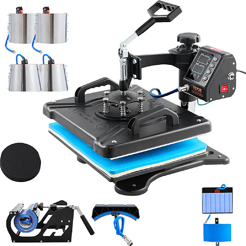 Vevor Presse a Chaud 10 en 1 Machine de Sublimation de Transfert 30x38 cm Machine de Presse a Chaud Numerique LCD 1000 W Transfert Efficace pour T-Shirts Chapeaux Casquettes Tasses Assiettes Stylos
