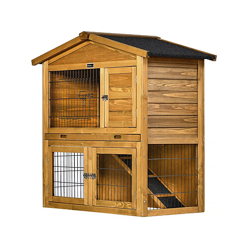 Habitat Et Jardin Clapier poulailler en bois [ ]Noisette[ ] - 102 x 55 x 100 cm - Marron