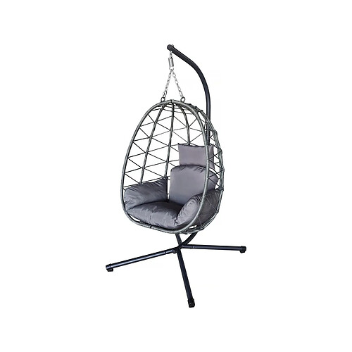 Habitat Et Jardin Fauteuil oeuf suspendu en rotin [ ]Cosi[ ] - 99 x 92 x 194 cm - Gris