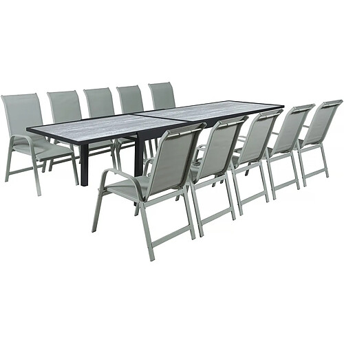 Habitat Et Jardin Salon de jardin Lagos - 200/320 x 105 x 76 cm -Taupe- 10 places