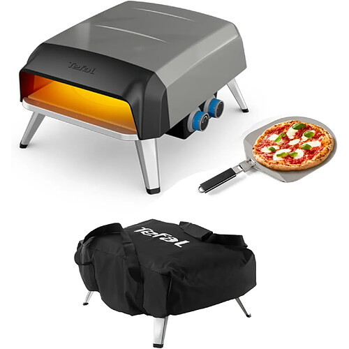 Tefal Four à pizza au gaz gris 30?cm avec pierre rotative