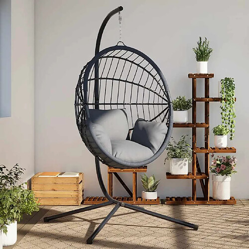 vidaXL Support de chaise suspendue en forme d'œuf sans panier Acier anthracite