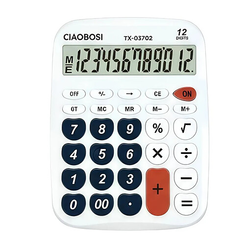 Avizar Calculatrice Arithmétique Silencieuse 12 Chiffres avec Fonctions Mémoire Blanc