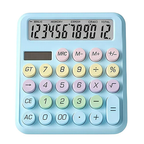 Avizar Calculatrice de Bureau 12 Chiffres Silencieuses Design Macaron Bleu