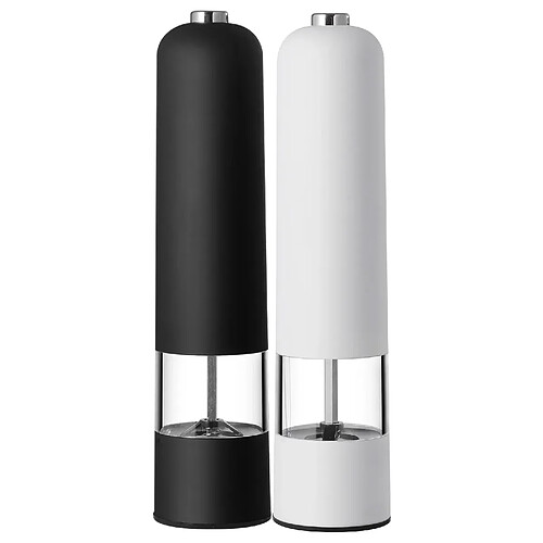 Cheffinger Set de 2 Moulins à Sel / Poivre Électriques Réglables Blanc / Noir