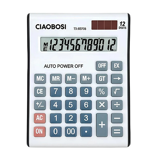 Avizar Calculatrice Électronique 12 Chiffres avec Mémoire et Écran Blanc
