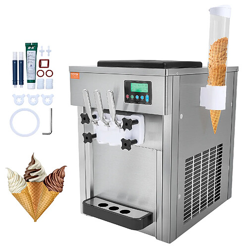 VEVOR Machine à Glace Italienne de Comptoir 3 Parfums – 20 L/h